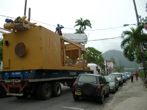 BIG Truck moving through Roseau